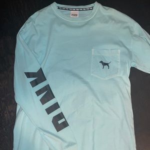 pink victoria secret blue long sleeve